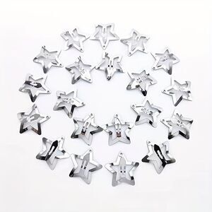 24 Silver Star Hair Clips Barrettes Y2K Fairy Grunge Kawaii Metal Snap Barrett